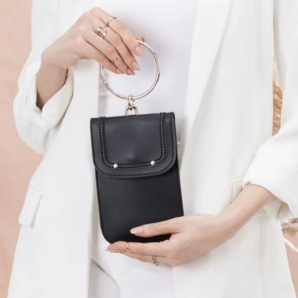 Melie Bianco Tess Black Purse Wrist Tech Phone Bag - Picture 1 of 7